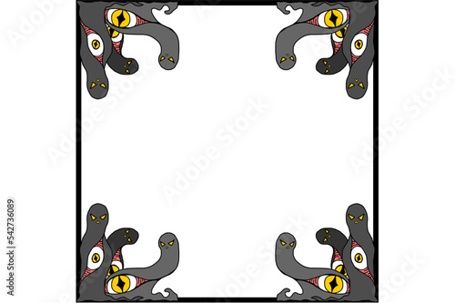 Halloween Frame Border on a freaky big-eyed monster theme