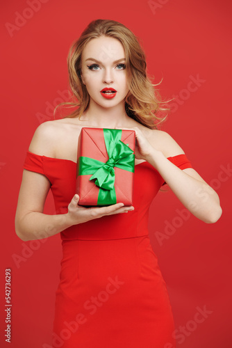 blonde girl with gift