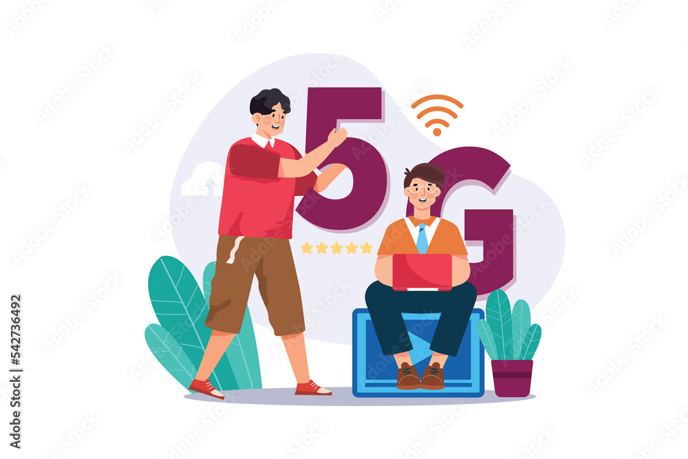 5G Technology Illustration concept on white background 5G Technology Illustration concept on white background