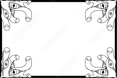 Halloween Frame Border on a freaky big-eyed monster theme