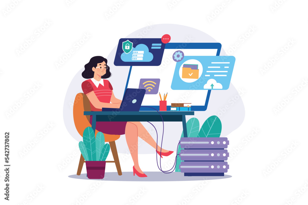 Cloud Computing Illustration concept on white background Cloud Computing Illustration concept on white background