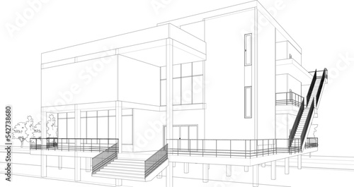 3D illustration of building project