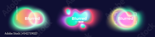 Circle banner with gradient isolated on black background. Vector set. Fluid vivid gradients for banners, brochures, covers. Abstract liquid shapes. Colorful bright neon template. Dynamic soft color.