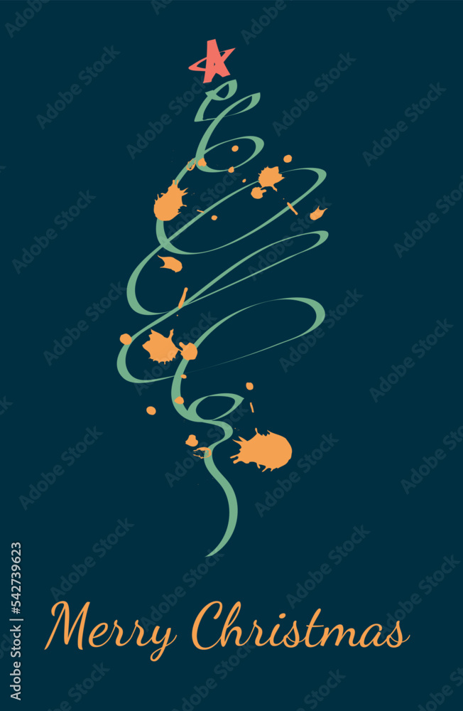 vector illustration of a Christmas tree drawn in ink