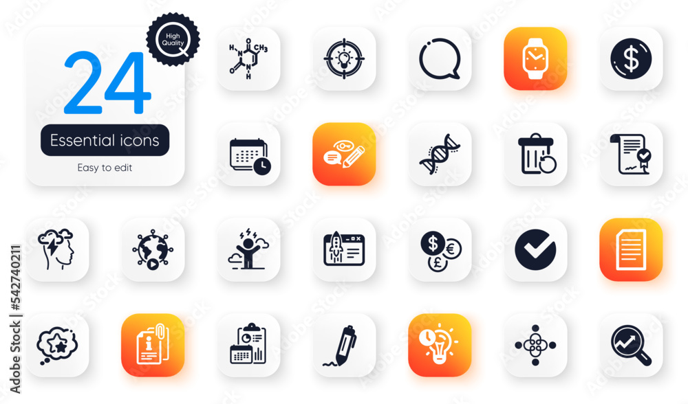 Set of Education flat icons. Dollar money, Mindfulness stress and Recovery trash elements for web application. Ranking stars, Time management, Signature icons. Speech bubble. Vector Set of Education flat icons. Dollar money, Mindfulness stress and Recovery trash elements for web application. Ranking stars, Time management, Signature icons. Speech bubble. Vector
