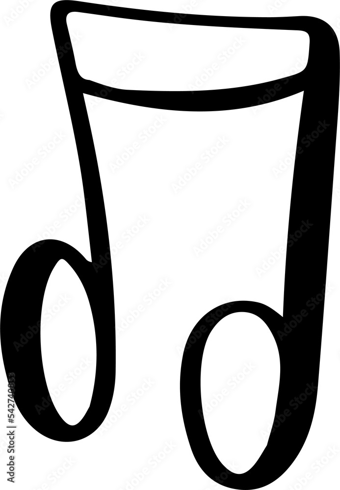 Music note icon. Musical key symbol. Hand drawn notation sign. Music