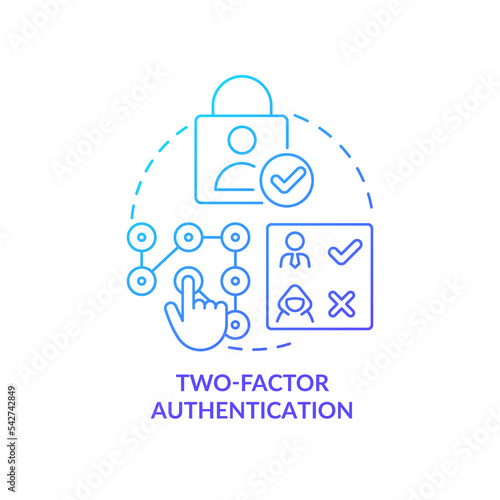 Extra layer security blue gradient concept icon. Cyber protection. Web wallet. Secure online banking feature abstract idea thin line illustration. Isolated outline drawing. Myriad Pro-Bold font used
