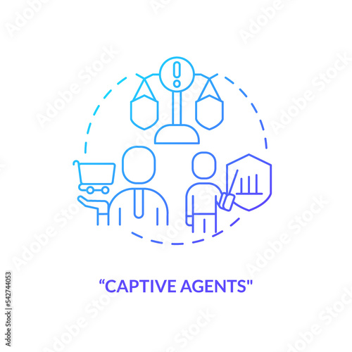 Captive agents blue gradient concept icon. Insurance services seller. Company representative. Show services abstract idea thin line illustration. Isolated outline drawing. Myriad Pro-Bold font used