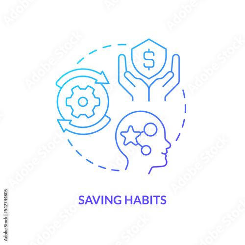 Saving habits blue gradient concept icon. Insurance policy pros. Inculcate economic literacy. Generate money abstract idea thin line illustration. Isolated outline drawing. Myriad Pro-Bold font used