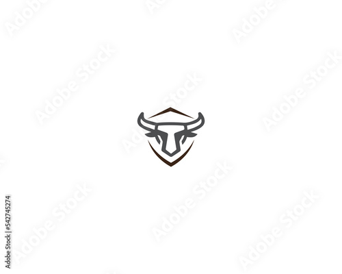 African Bison Bull Head, Silhouette buffalo head Front view logo design template, American buffalo head face elements for logo, label, emblem, sign Isolated on white background vector illustration