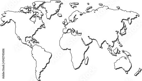 World map. Flat earth  gray map template for web site pattern  annual report  infographics. Globe similar world map icon