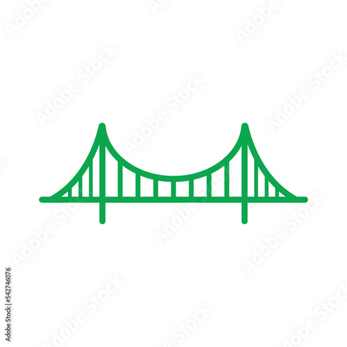 Fototapeta eps10 green vector golden gate bridge line art icon isolated on white background