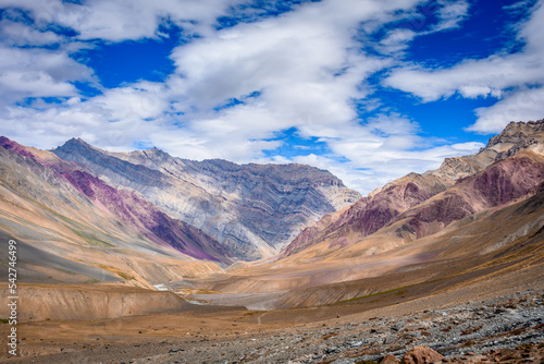 Colorful mountains of spiti valley during Pin Bhaba trek in Himachal Pradesh photo