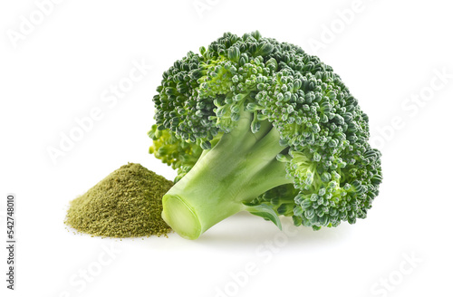 Crushed freeze broccoli with powder. Dehydrated product photo