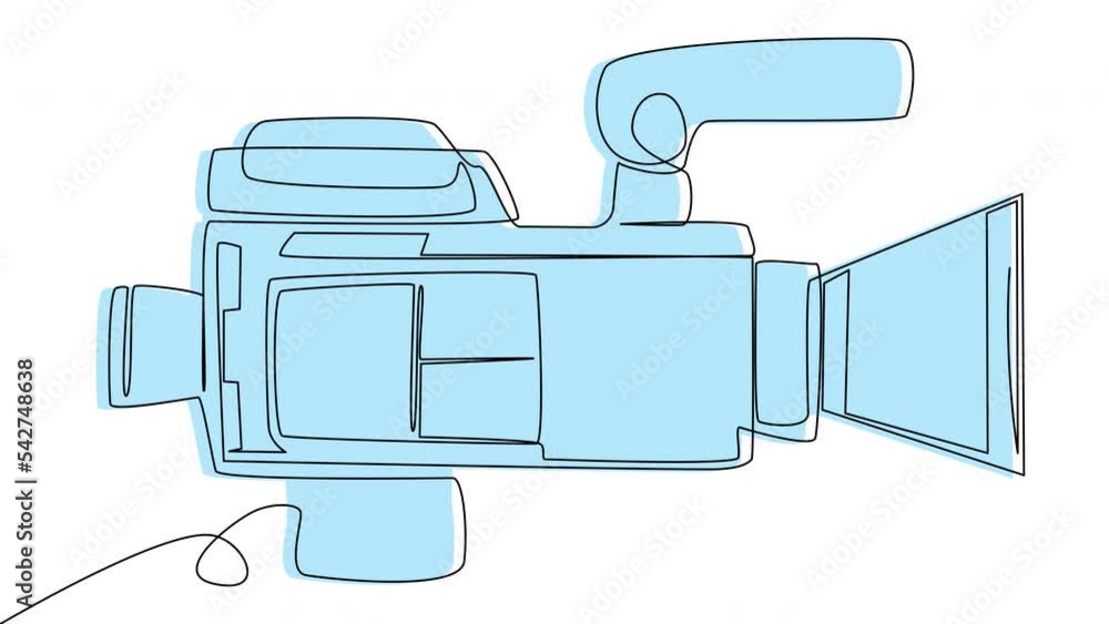 Self-drawing with a professional video Camera in one line on a white ...