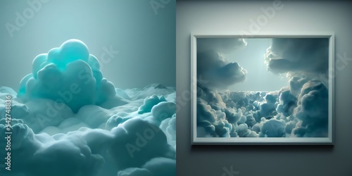 cloud 3d illustration, pastel blue background. Creative idea. 3D render