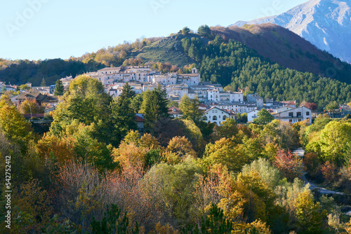 The town of Civitella Alfedena in the fall, Abruzzo, Lazio e Molise national park, Italy photo