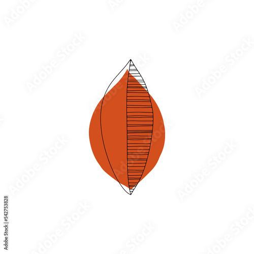 Fall leaf icon vector illustration. Hand drawn colorful design. Isolated graphic symbols. Autumn single art sign. Boho scandi colors. Nature abstract concept
