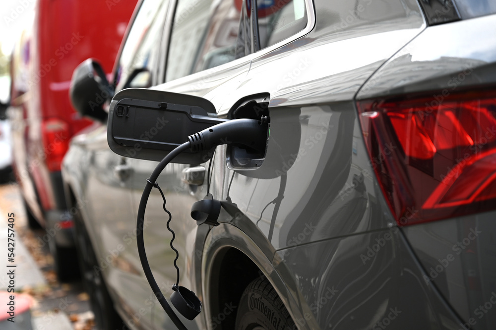 Fototapeta premium Charging cable for electric car