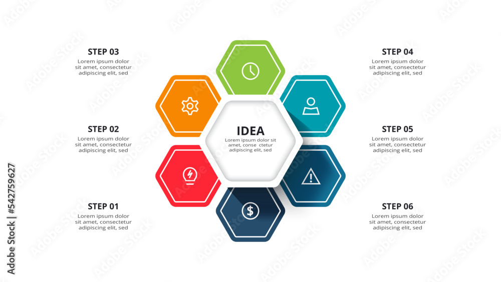Fototapeta premium Creative concept for infographic with 6 steps, options, parts or processes.