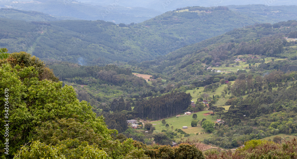 An indescribable landscape of the Belvedere Lookout of the Vale do Quilombo (Quilombo Valley) on a cloud-covered day.