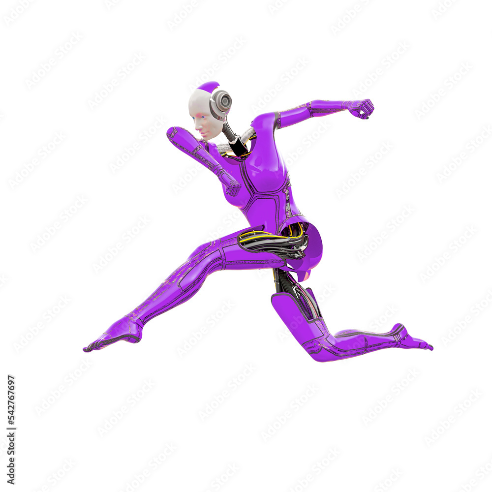 cyborg girl doing a parkour jump cyborg girl doing a parkour jump