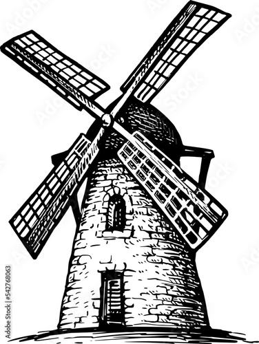 Old tower mill ink sketch.