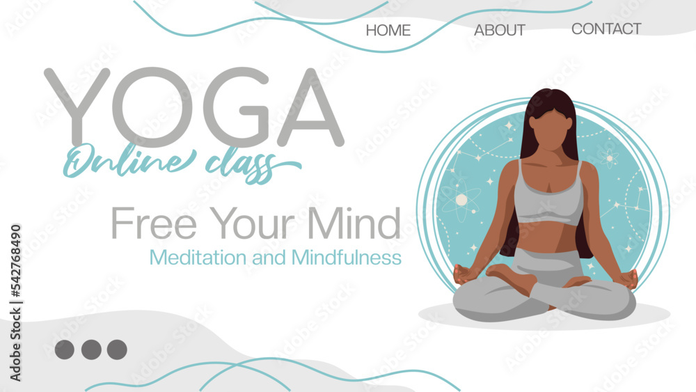 Web banner for a yoga studio online class. Web banner for a yoga studio online class.