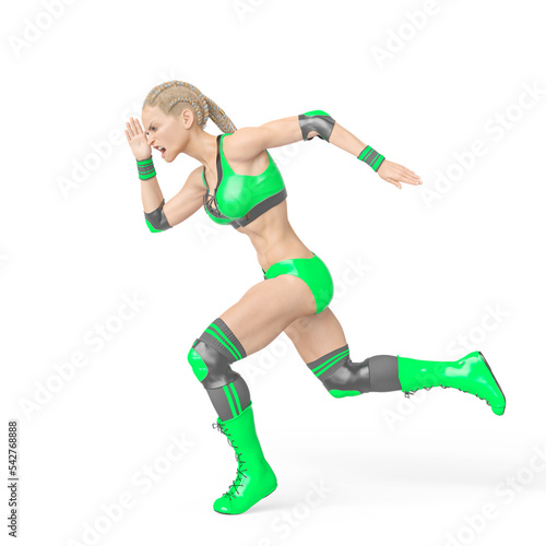 wrestling girl is running very fast
