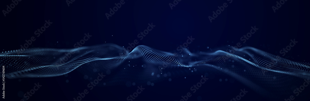 Abstract wave of dots in blue and purple tones. Equalizer for music. 3D rendering. Abstract wave of dots in blue and purple tones. Equalizer for music. 3D rendering.