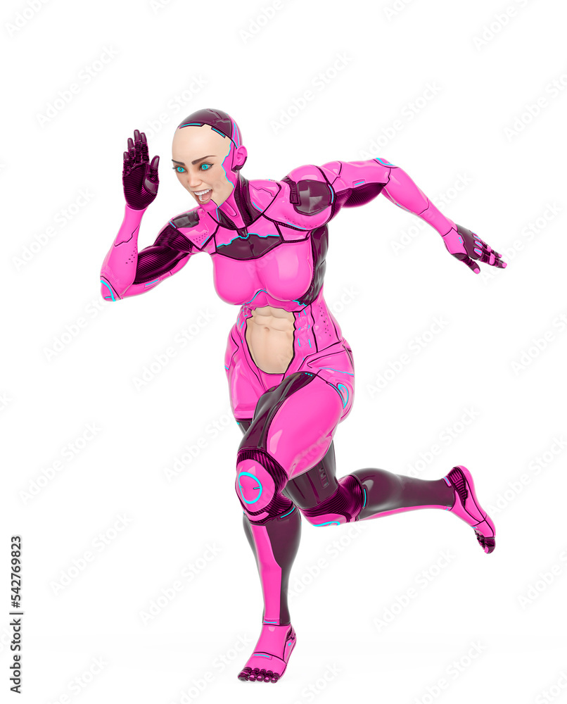 super cyborg girl is running fast like a hero super cyborg girl is running fast like a hero
