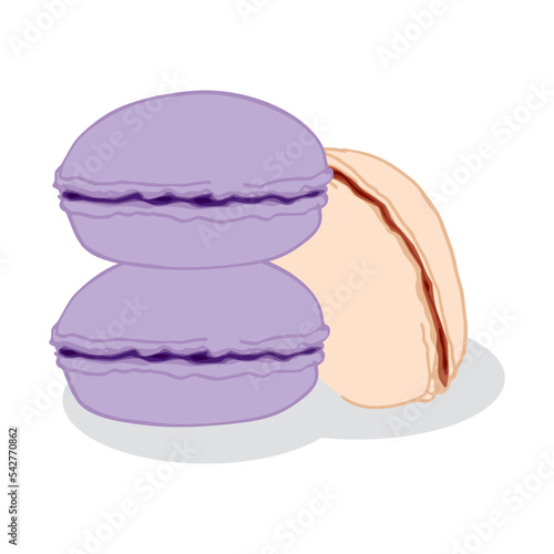 desserts set of sweet macaroons with different flavors of berries and fruits