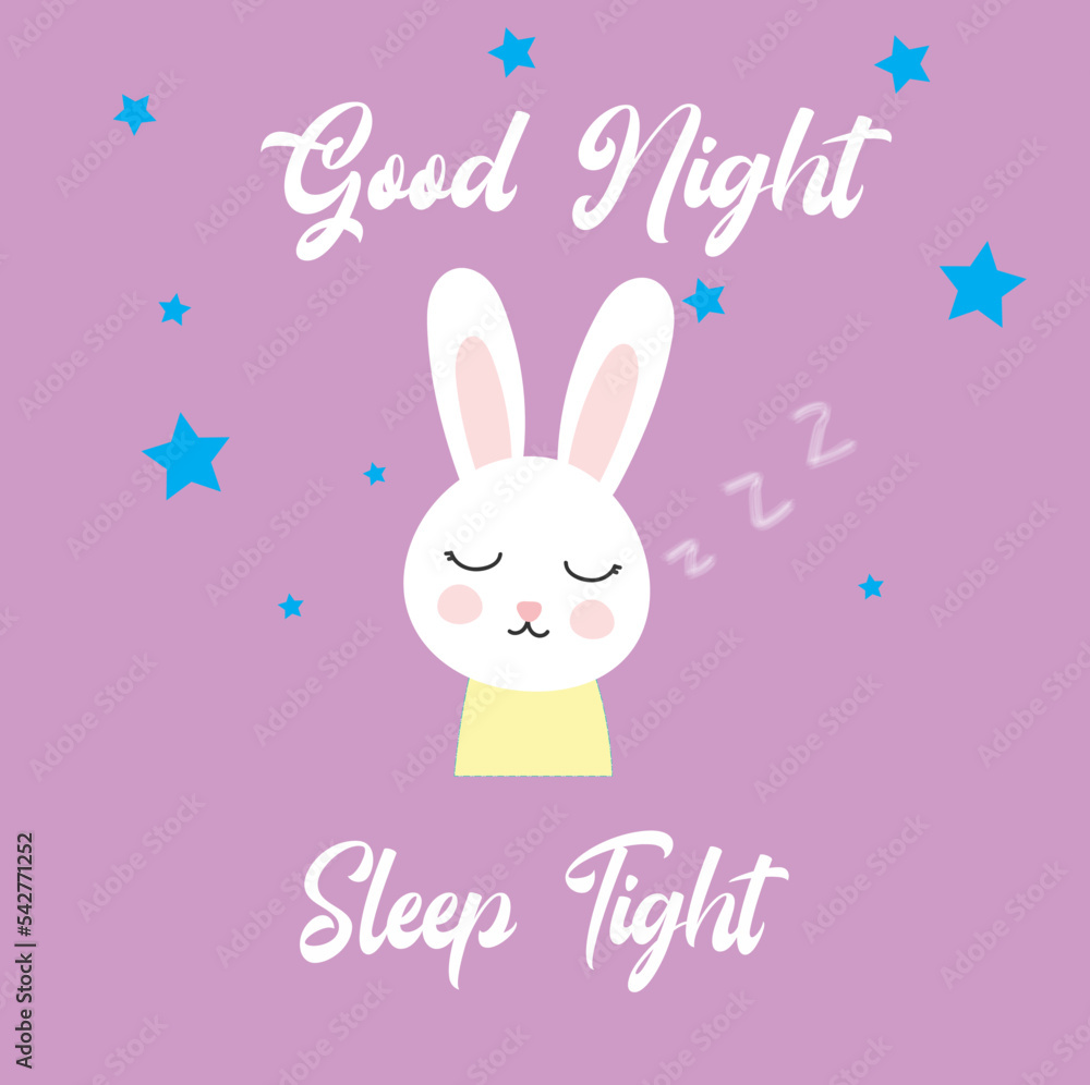 good night card with bunny