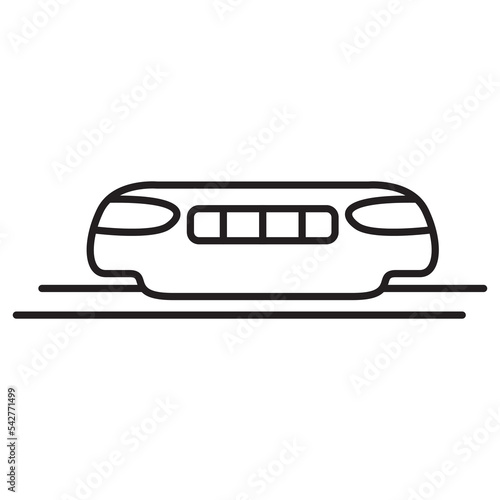 Monorail train line icon. High-speed public transport.Isolated on white background. Outline vector illustration.