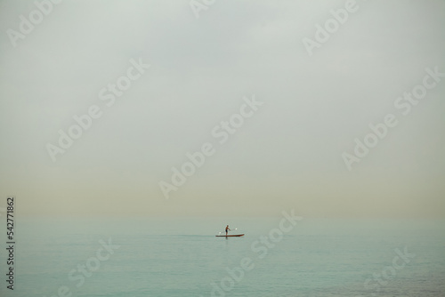 sailing on the sea on a SUP board