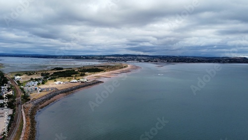 Aerial view of Dawlish Warren on a cloudy day, UK photo