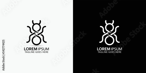 Line Minimalist Red Ant Logo Design, Vector Graphic Symbol Icon Illustration Creative Idea