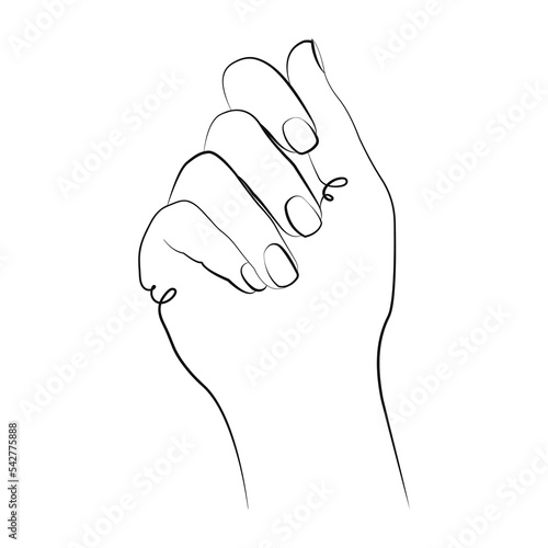 Hand, manicure, line art, one line drawing. Stylish illustration