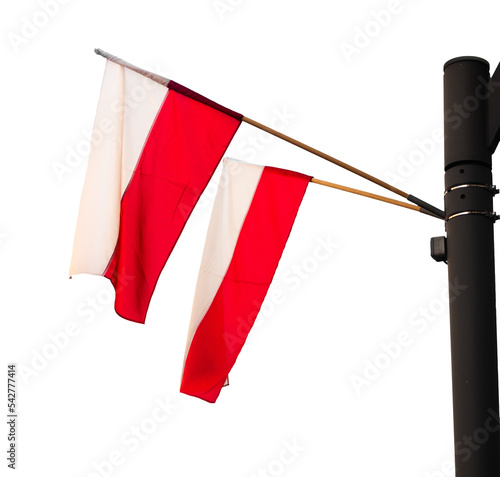 Polska flaga na maszcie, przezroczyste tło, biało-czerwona flaga, Polska, 11 listopada, 3 maja, święto narodowe, png 