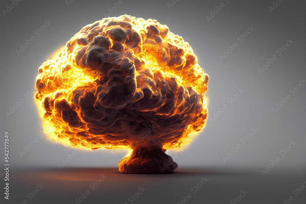 AI-generated digital art of an isolated nuclear bomb explosion, and a ...