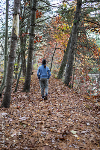 child walking in autumn forest