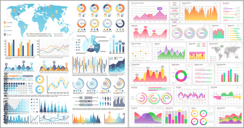Infographic chart vector template. Annual statistics curve graph design. Market data diagrams. Graphic information visualization and analysis. Statistical indicators and frequency of data changes