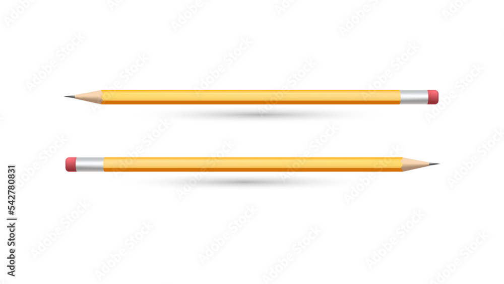 realistic 3d pencil boject vector illustration on white background. realistic 3d pencil boject vector illustration on white background.