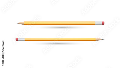 realistic 3d pencil boject vector illustration on white background.