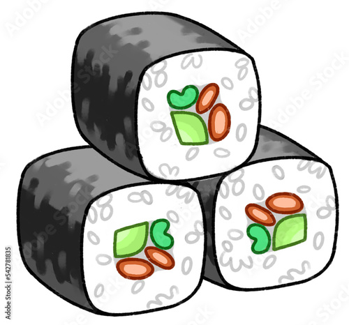 Rolls with avocado, cucumber and salmon