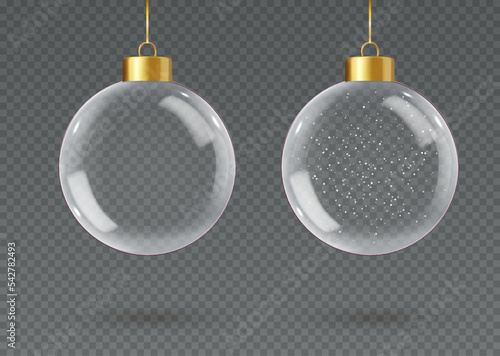 Fotobehang 3d Realistic hanging glass christmas balls