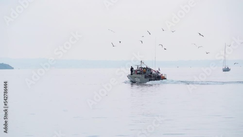 
Hellenic Coast Guard vessel patrolling for safety at Thessaloniki, Greece Thermaic Gulf area.
 photo