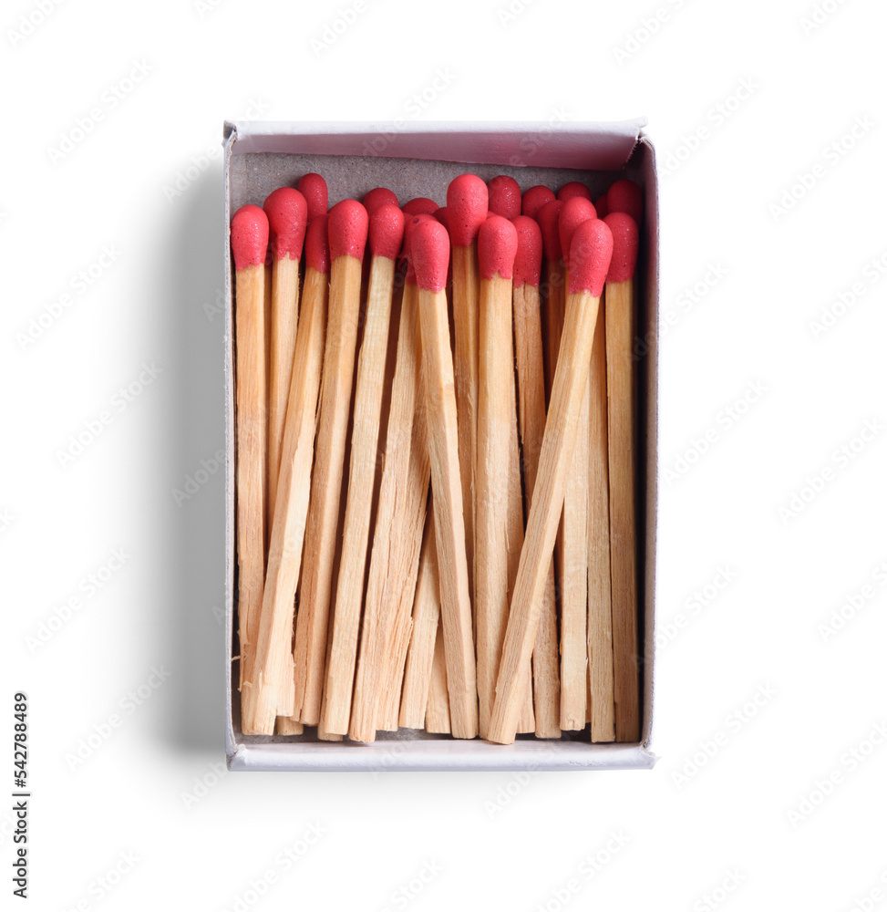 Top view of open match box isolated Top view of open match box isolated