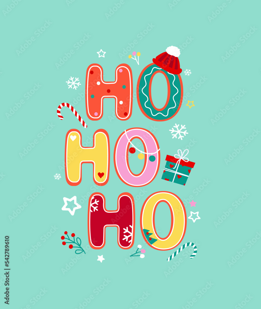 HO HO HO! Merry Christmas! stock vector. Illustration of