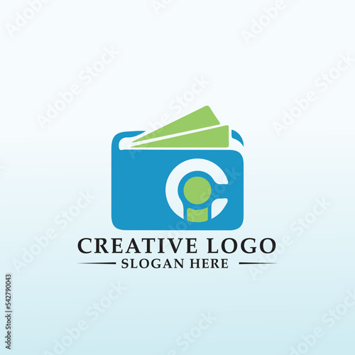 Digital wallet letter IC cash icon logo design